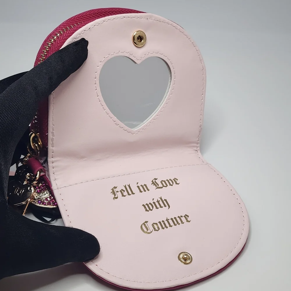 Juicy Couture Raspberry Tart Quilted Coin Purse with Mirror NWT Hot Pink Glam